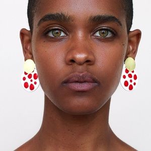 Ana Luisa 14K Gold and Enamel Kinoko Earrings in Red Polka Dot